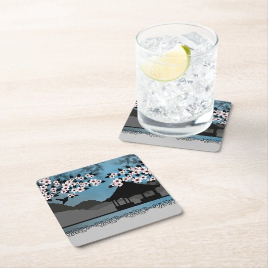 Blauer Sommer Asien Rechteckiger Pappuntersetzer (Vor Ort)