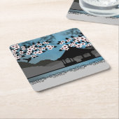 Blauer Sommer Asien Rechteckiger Pappuntersetzer (angewinkelt)