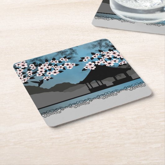 Blauer Sommer Asien Rechteckiger Pappuntersetzer (angewinkelt)