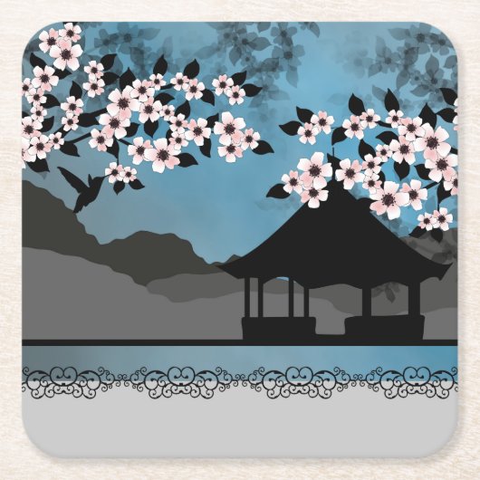 Blauer Sommer Asien Rechteckiger Pappuntersetzer (Vorderseite)