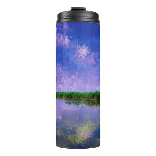 Blauer Sommer Himmel und Wasser Thermosbecher (Vorderseite)