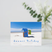 Blauer Sommerurlaub Foto mit Text Postkarte (Stehend Vorderseite)