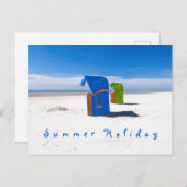 Blauer Sommerurlaub Foto mit Text Postkarte (Vorne/Hinten)