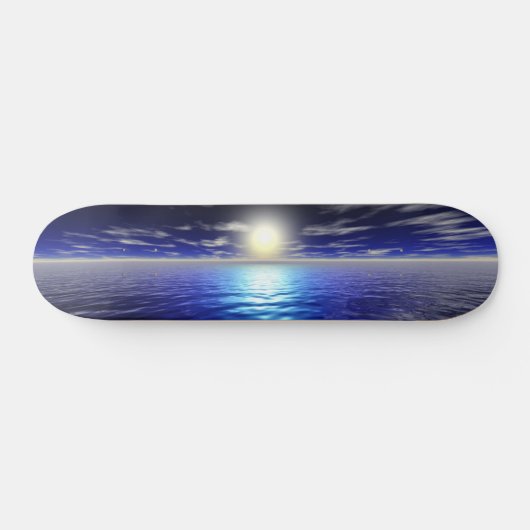Blauer Sonnenaufgang - Retro Skateboard (Horizontal)