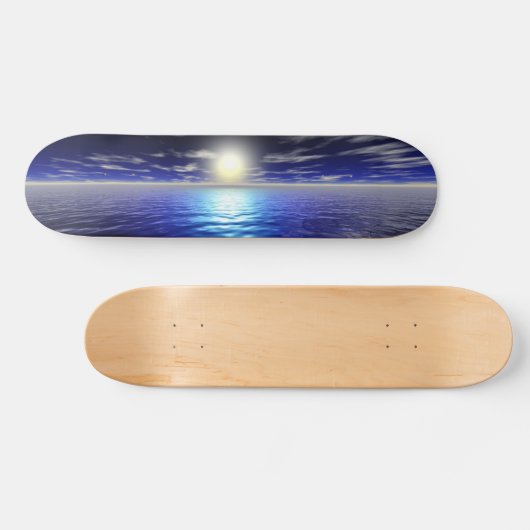 Blauer Sonnenaufgang - Retro Skateboard (Horizontal)