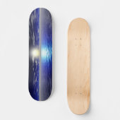 Blauer Sonnenaufgang - Retro Skateboard (Vorderseite)