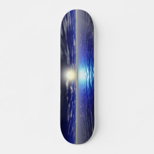 Blauer Sonnenaufgang - Retro Skateboard
