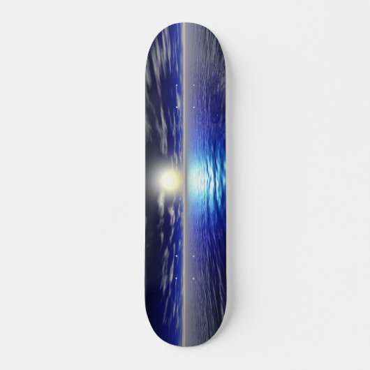 Blauer Sonnenaufgang - Retro Skateboard (Vorne)