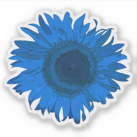 Blauer Sonnenblume Aufkleber (Vorderseite)