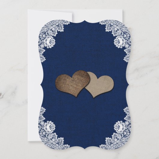 Blauer Sonnenblume Burlap Bläsersatz Hochzeit Einladung (Rückseite)