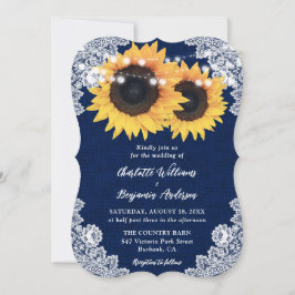 Blauer Sonnenblume Burlap Bläsersatz Hochzeit Einladung