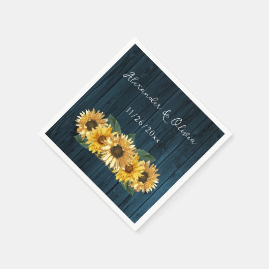 Blauer Sonnenblume Hochzeit von Napkins Serviette (Ecke)