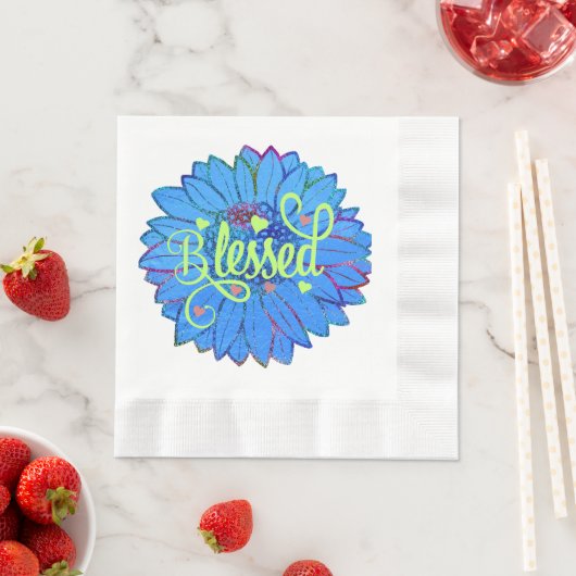 Blauer Sonnenblume mit Glitzer Serviette (Beispiel)