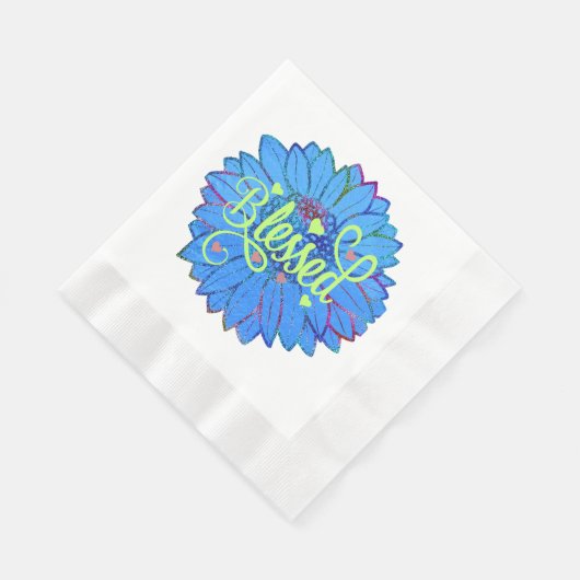 Blauer Sonnenblume mit Glitzer Serviette (Ecke)
