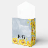 Blauer Sonnenblumen Monogramm Hochzeit Geschenkschachtel (Geöffnet)