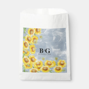 Blauer Sonnenblumen Monogramm Hochzeit Geschenktütchen