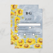Blauer Sonnenblumen Monogramm Hochzeit RSVP Karte (Vorne/Hinten)