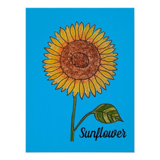 Blauer Sonnenblumen Poster (Vorderseite)