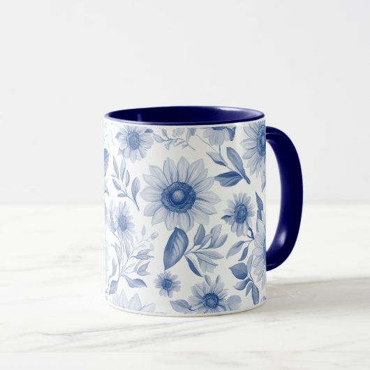 Blauer Sonnenblumen Tasse (VorderseiteRechts)