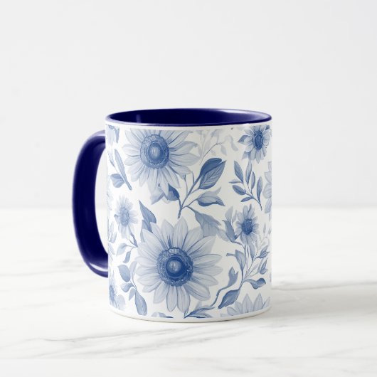Blauer Sonnenblumen Tasse (Vorderseite Links)