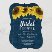 Blauer Sonnenblumendusche Einladung (Vorne/Hinten)