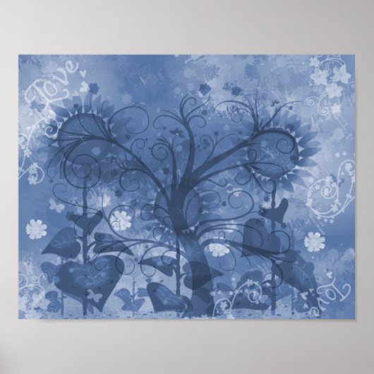 Blauer Sonnenblumenposter Poster (Vorne)