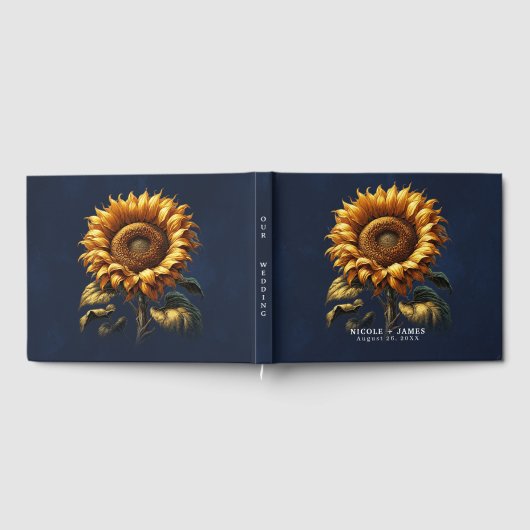 Blauer Sonnenblumenzug Gästebuch (Voll)