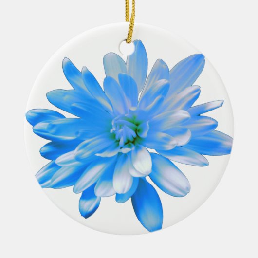Blauer Sonnenschein, Zinnie, Sonnenblumen Keramik Ornament (Vorne)