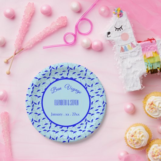 Blauer Sonnenschirm Wiederholung Muster Reise Pappteller (Party)