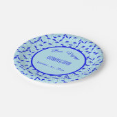 Blauer Sonnenschirm Wiederholung Muster Reise Pappteller (Schrägansicht)