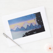 Blauer Sonnenuntergang abstrakte Landschaftsmalere Rechteckiger Aufkleber (Umschlag)