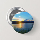Blauer Sonnenuntergang am See Button (Vorne & Hinten)
