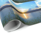 Blauer Sonnenuntergang am See Geschenkpapier (Rolleneckpunkt)