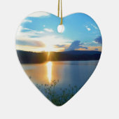 Blauer Sonnenuntergang am See Keramik Ornament (Rechts)