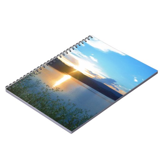 Blauer Sonnenuntergang am See Notizblock (Linke Seite)