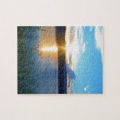Blauer Sonnenuntergang am See Puzzle (Horizontal)