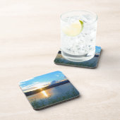 Blauer Sonnenuntergang am See Untersetzer (Rechte Seite)