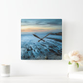 Blauer Sonnenuntergang, Kalifornien Quadratische Wanduhr (Zuhause)