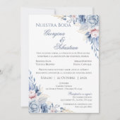 Blauer Spanischer Hochzeitsempfang Einladung (Vorderseite)