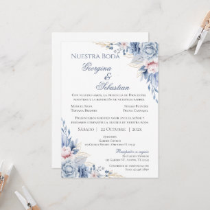 Blauer Spanischer Hochzeitsempfang Einladung
