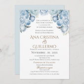 Blauer Spanischer Hochzeitsempfang Einladung (Vorne/Hinten)