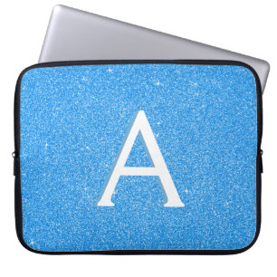 Blauer Spargel und Glitzer Monogramm Laptopschutzhülle