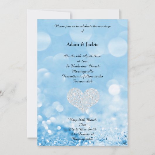 BLAUER SPARKLE BOKEH BABELDRUCKERINVITATION EINLADUNG (Vorderseite)