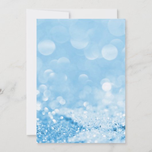BLAUER SPARKLE BOKEH BABELDRUCKERINVITATION EINLADUNG (Rückseite)