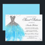 Blauer Sparkle Dress 16 . Geburtstag Einladung<br><div class="desc">Mehr Farboptionen im Little Bayleigh Store!</div>