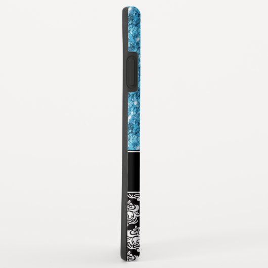 Blauer Sparkle-Glitzer, Damask, Girly Mobile Case-Mate iPhone Hülle (Hinten/Rechts)