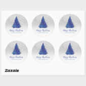 Blauer Sparkle Glitzer Staubwein Weihnachtsbaum Runder Aufkleber (Blatt)