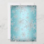 Blauer Sparkle Snowflake Sweet 16 Einladung (Rückseite)