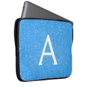 Blauer Sparkor und Glitzer Monogram Laptopschutzhülle (Vorne Rechts)