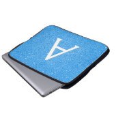 Blauer Sparkor und Glitzer Monogram Laptopschutzhülle (Vorne Knopf)
